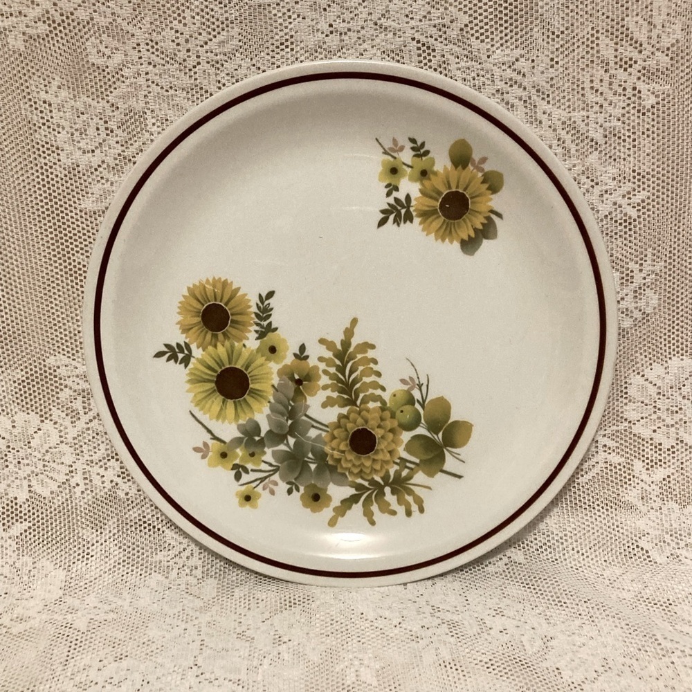Set of 4 Myott Daisy Dinner Plates, Ironstone,Made in England,1970s Dinnerware